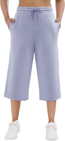 SPECIALMAGIC المرأة كابري السراويل للنساء 20 "الغوص كابري Sweatpants عالية الخصر مستقيم الساق بنطلون طويل وواسع لينة مريح صالح in Kuwait