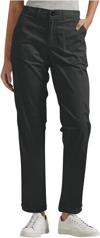 Women Twill Cotton Pants with Pockets Stretch Lightweight Casual Cargo Pants Rolled Hem Straight Leg Trouser Outdoor in Kuwait