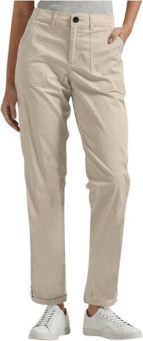 Women Twill Cotton Pants with Pockets Stretch Lightweight Casual Cargo Pants Rolled Hem Straight Leg Trouser Outdoor in Kuwait