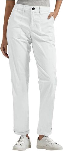Women Twill Cotton Pants with Pockets Stretch Lightweight Casual Cargo Pants Rolled Hem Straight Leg Trouser Outdoor in Kuwait
