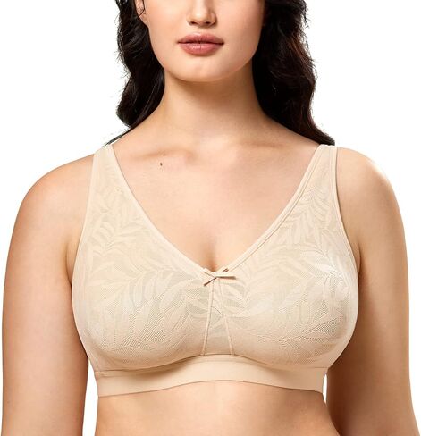 Women's Wireless Bra Full Coverage Plus Size Unlined Comfort Sleep Lace Bras in Saudi Arabia