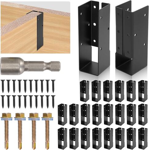 Upgraded Concealed Joist Hanger, 4 Pcs of 2"x6" Outdoor Trim Concealed Flanges, Joist Bracket, Heavy Duty Joist Hanger, Framing Bracket,Q235B Steel Concealed Joist Hangers in Kuwait