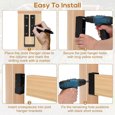 Upgraded Concealed Joist Hanger, 4 Pcs of 2"x6" Outdoor Trim Concealed Flanges, Joist Bracket, Heavy Duty Joist Hanger, Framing Bracket,Q235B Steel Concealed Joist Hangers in Kuwait