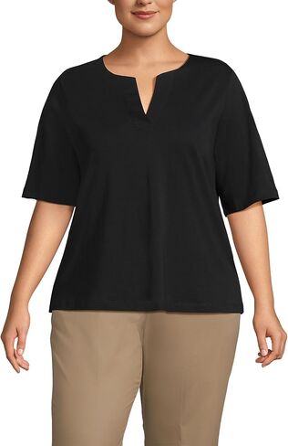 Lands' End School Uniform Women's Supima Jersey Half Sleeve Splitneck Shirt in Saudi Arabia