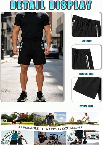 Men's Casual Shorts, Breathable Quick-Dry Outdoor Athletic Shorts with Pockets, Machine Washable, One-Pack in Kuwait