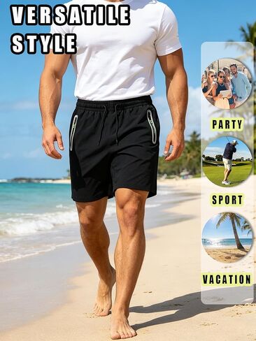 Men's Casual Shorts, Breathable Quick-Dry Outdoor Athletic Shorts with Pockets, Machine Washable, One-Pack in Kuwait