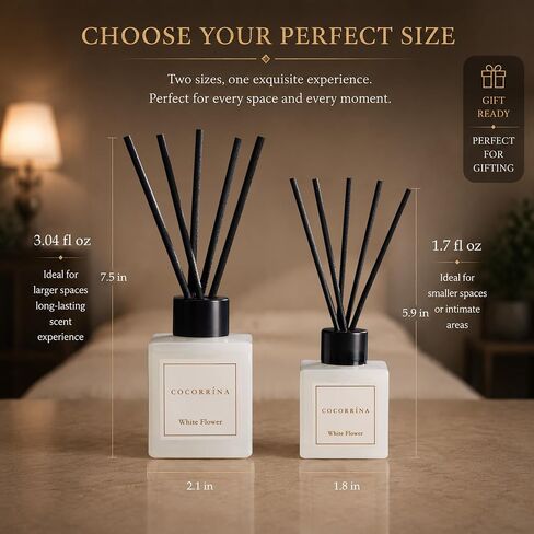 COCORRÍNA Hotel Collection Reed Diffuser Set, 3.04 fl oz Trio, Mahogany Teakwood, White Flower & White Tea, Home Fragrance for Bathroom, Bedroom, Entryway & Office in Saudi Arabia