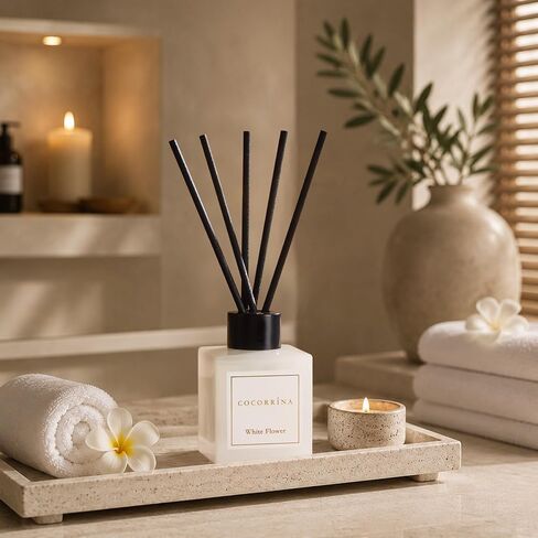 COCORRÍNA Hotel Collection Reed Diffuser Set, 3.04 fl oz Trio, Mahogany Teakwood, White Flower & White Tea, Home Fragrance for Bathroom, Bedroom, Entryway & Office in Saudi Arabia