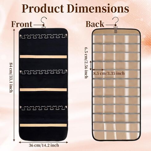 Double-Sided Hanging Jewelry Organizer 48 Pockets 21 Hooks Large Black Storage Bag Jewelry Organizer with Hanger for Closet Wall Door Tangle-Free Holder for Earrings Necklaces Rings Bracelets in Saudi Arabia