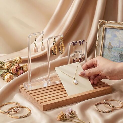Amabro 3Pcs Earring Holder Clear Acrylic Display Stand Hanging Jewelry Display L-bar Ring Organizer Holder For Vendors Photos Tabletop Business Craft Shows Women in Saudi Arabia