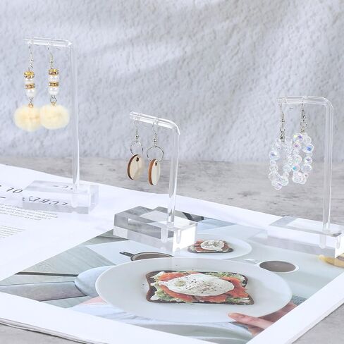 Amabro 3Pcs Earring Holder Clear Acrylic Display Stand Hanging Jewelry Display L-bar Ring Organizer Holder For Vendors Photos Tabletop Business Craft Shows Women in Saudi Arabia