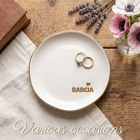 InnoBeta Babcia Gifts for Grandma, Ceramic Jewelry Tray Decorative Trinket Dish for Rings Earrings Necklaces Bracelet Watch Keys in Kuwait