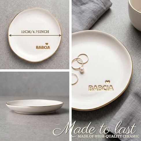 InnoBeta Babcia Gifts for Grandma, Ceramic Jewelry Tray Decorative Trinket Dish for Rings Earrings Necklaces Bracelet Watch Keys in Kuwait
