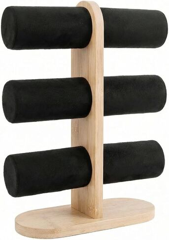 New 3 Tier Bracelet Holder Display, Wooden Detachable Bracelet Watch Organizer Stand Rack for Selling(Black) in Saudi Arabia