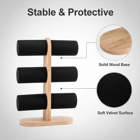 New 3 Tier Bracelet Holder Display, Wooden Detachable Bracelet Watch Organizer Stand Rack for Selling(Black) in Saudi Arabia