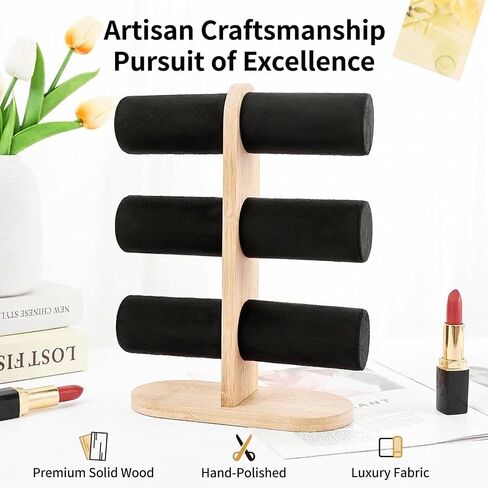 New 3 Tier Bracelet Holder Display, Wooden Detachable Bracelet Watch Organizer Stand Rack for Selling(Black) in Saudi Arabia