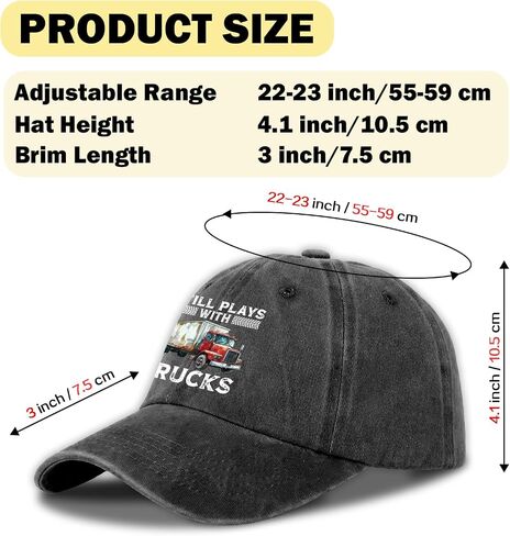 Funny Trucker Distressed Washed Black Baseball Hats Still Plays with Trucks Printed Cotton Adjustable Baseball Caps for Men Women Trendy Birthday Gifts for Dad Mom Husband Friend Coworker in Saudi Arabia