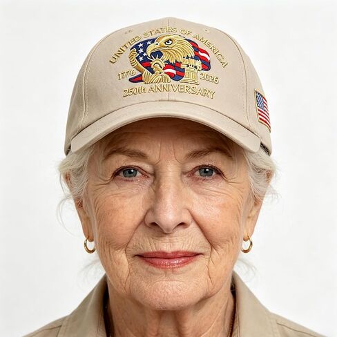 United States 250 Years of Independence Hat Patriotic Eagle & Liberty,Embroidered American Anniversary Cap with Badge,Adjustable Baseball Hat for Men Women,Beige in Saudi Arabia