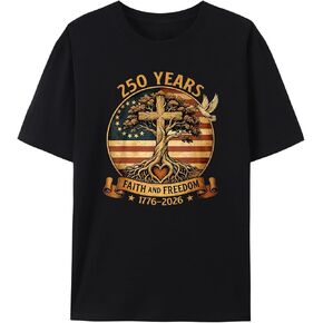 250 Years Faith and Freedom USA 250th Anniversary T Shirt, Patriotic Christian Independence Day July 4th 2026 Tee (T7Black,XL) in Saudi Arabia