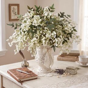 Suncalla 3 Pcs White Green Artificial Berry Stems, 47 Inch Faux Berry Stem for Vase Realistic Branches Summer Decor Floral Picks Greenery Stems for Wedding Holiday Farmhouse Harvest DIY Home Decor in Saudi Arabia