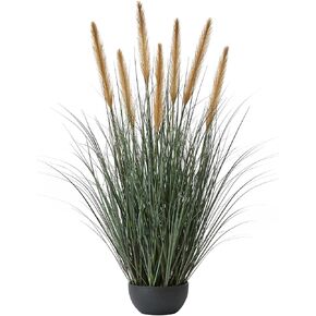 FloraFairy 3ft Onion Grass, Artificial Plant and Greenery, Fake Floor Plants Indoor Outdoor, Faux Horsetail Reed Grass with 7 Feathery Flower Heads, Potted, House Decorative in Saudi Arabia