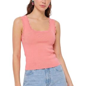 Womens Scoop Neck Tank Tops Summer Sleeveless Ricrac Trim Shirts Lightweight Blouses for Workout Vacation Going Out in Saudi Arabia