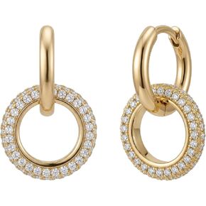 Earrings for Women Gold Huggie Convertible Hoop Dangle Drop Cubic Zirconia 14K Small Simple Hypoallergenic Everyday Jewelry in Kuwait