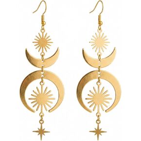 Celestial Earrings Gold Sun Moon Star for Women Boho Dangle Gothic Unique Fashion Accessory in Saudi Arabia