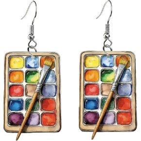 Watercolor Paint Box Paintbrush Earring,Acrylic Artistic Dangle Earring | Artistic Handmade Earrings,Unique Art Teacher Appreciation Gift.Funky Lightweight Jewelry for Artists,Painters,Craft Lovers in Saudi Arabia