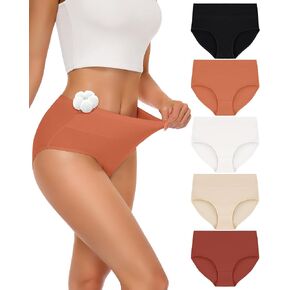 SIMIYA Cotton Underwear for Women Full Coverage Stretch Briefs Womens High Waisted Panties Ladies Plus Size 5 Pack in Saudi Arabia