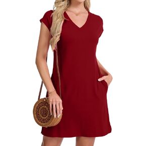 Women Sundress 2026 Casual Summer V Neck Dress Comfortable Skin-Friendly Nightdress Vacation Beach Dress in Saudi Arabia