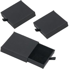 3 Pack Square Jewelry Gift Boxes Cardboard Jewelry Box with Lids Necklace Boxes Small Gift Boxes Pendant Storage Case for Bracelets Earrings Ring Keychain Present, Black in Saudi Arabia