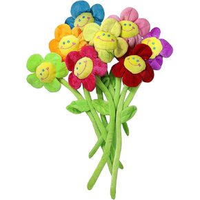 8PCS Artificial Plush Flower Bendable Curtain Buckle Tiebacks Birthday Wedding Party Durable Plush Daisy Flower Bouquet with Happy Smiley Face Gift for Kids Baby Girl Toddlers in Saudi Arabia