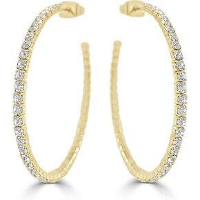 Lightweight Crystal 14K Gold Plated Hoop Earring, MEDIUM-1-1/2" (Yellow) in Saudi Arabia
