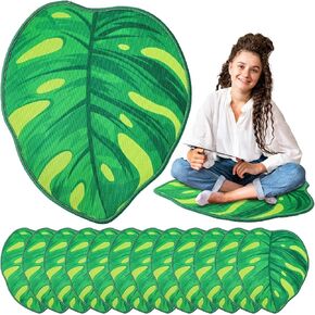 24 Pcs Green Leaf Carpet 16 Inch Leaf Shape Sitting Mat Sitting Floor Seats Non Slip Backing Classroom Rug Cushions Soft Mat for Preschool Elementary Daycares School Learning Playing Areas in Saudi Arabia