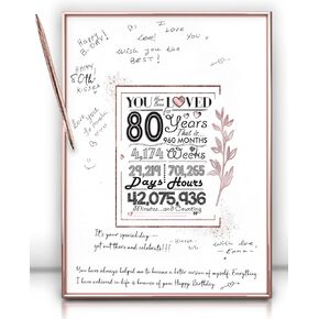 80th Birthday Guest Book Alternative – Framed Rose Gold Birthday Sign-In Board 12x16 with Rose Gold Pen, Elegant Rose Gold 80th Birthday Decorations for Women, Table Decor Keepsake Gift in Saudi Arabia
