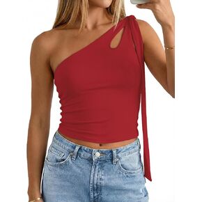 Matunana Womens One Shoulder Tops - Going Out Crop Y2k Cute Tank Top, 2026 Summer Shirt Trendy Outfits in Saudi Arabia