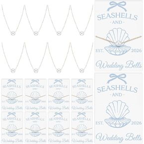 8 Pcs Seashells and Wedding Bells Bridesmaid Proposal Gifts 2026 Last Toast on The Coast Necklaces with Bag and Card Bridal Shower Gift for Bachelorette Beach Wedding Favors in Saudi Arabia