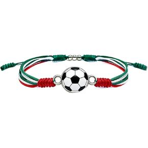 2026 World Cup Soccer Bracelet, adjustable braided cord with soccer charm, sports-themed friendship bracelet - match day fan bracelet, suitable for fans from the USA, Mexico, Canada, Argentina, and Brazil, gift for women in Saudi Arabia
