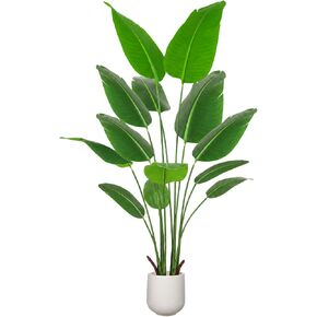 Bird of Paradise Artificial Plant with White Planter, 6ft Tall Faux Plant Indoor with 13 Trunks, Large Fake Plants Perfect Indoor Artificial Tree for Home Living Room Office Decor in Saudi Arabia