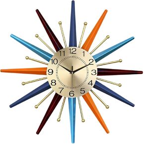 22 Inch Mid-Century Style Metal Crystal Wall Clock, Star-Shaped Silent Decorative Wall Clock, Suitable for Room Porch Office in Saudi Arabia