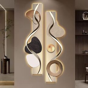 homary LED Wall Art, Modern Abstract Geometric Dual-Panel Sculpture with Backlit Light, Contemporary Decorative Wall Decor for Living Room, Bedroom, Office (USB Powered) in Saudi Arabia