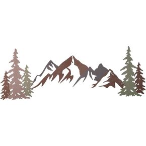 pechpell 31.5" Large Metal Mountain Wall Art, Forest Tree Wall Sculpture Decor, Rustic Nature Themed Cabin Decorations for Home Living Room Bedroom Office Dining Nursery in Saudi Arabia