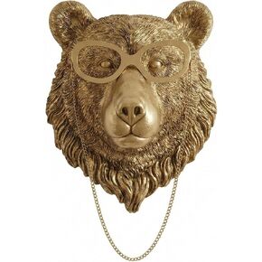 Coolstuff 5pcs Gold Animal Heads for Wall, Faux Deer & Bear Sculptures, Lightweight Home Office Wall Decor, Vintage Whimsigoth Style, Maximalist Hanging Ornament Gift (Bear) in Saudi Arabia