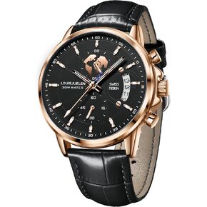 Men's Quartz Watch with Subdials Stainless Steel Analog Wrist Watches Date Display Waterproof Luminous Chronograph Watch for Men, Black/White/Green Dial, Leather/Stainless Steel Band in Saudi Arabia