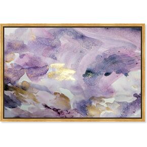 The Oliver Gal Artist Co. Abstract Framed Wall Art Canvas Prints 'Carried Away Amethyst' Watercolor Home Décor, 45" x 30", Purple, Gold in Saudi Arabia
