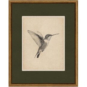 VIYYIEA Vintage Hummingbird Canvas Wall Art 8x10 Inch, Minimalist Bird Sketch Print with Green Mat Design, Neutral Nature Artwork for Farmhouse Bedroom Living Room Decor in Saudi Arabia