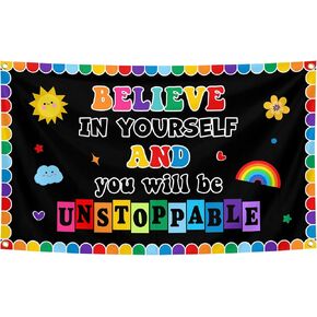 Believe in Yourself Motivational Tapestry 3x5 Ft Decoration for Classroom School Bedroom Room Wall Aesthetic Decor in Kuwait