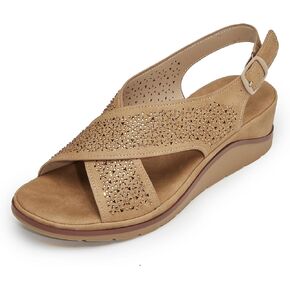 Dressy Womens Sandals with 1.81-Inch Wedge Heel – Elegant Wedge Sandals for Women, Comfortable Summer Shoes for Women, Sparkly Slingback Sandals in Saudi Arabia