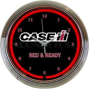Case IH International Harvester Red and Ready Neon Clock 15 Inch Diameter with Chrome Rim and Red Neon – 8CASEC in Saudi Arabia